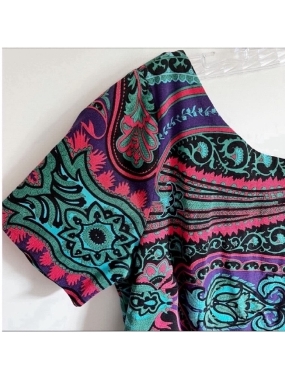 Plenty by Tracy Reese Baga shift dress purple teal paisley v back - Picture 6 of 11